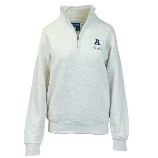 Utah State Block A Sweatshirt 1/4-Zip Oatmeal